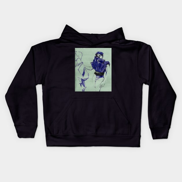 Jamil Moreno Fashion Illustration Kids Hoodie by A.E. Kieren Illustration